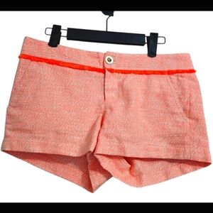 LILLY PULITZER 3" Walsh Textured Shorts In Coral/white. Fringe Detail. Size 4